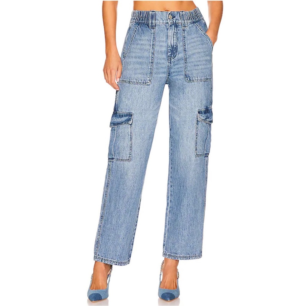 BLANKNYC Paperbag Waist Cargo Jeans Utility Denim Pants Size L